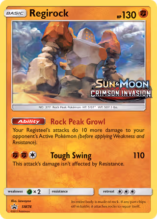Regirock SM74 Pokemon card