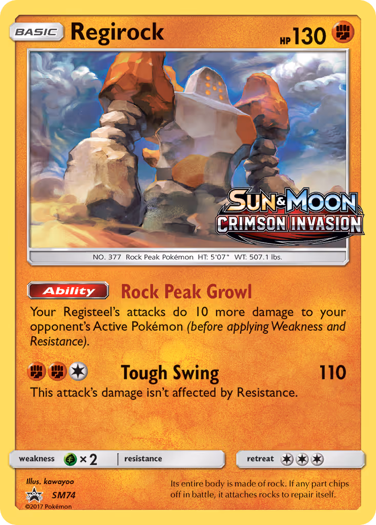 Regirock SM74 Pokemon card