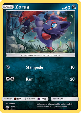 Zorua SM83 Pokemon card
