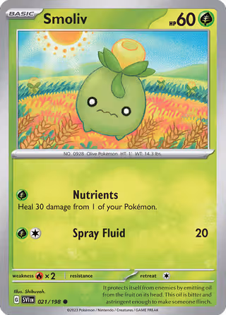 Smoliv 21/198 Pokemon card