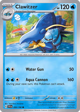 Clawitzer 50/198 Pokemon card