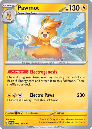 Pawmot 76/198 Pokemon card