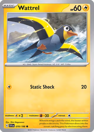 Wattrel 78/198 Pokemon card