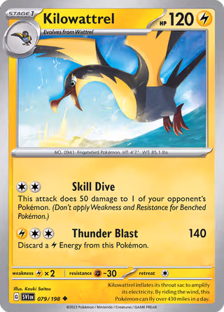 Kilowattrel 79/198 Pokemon card