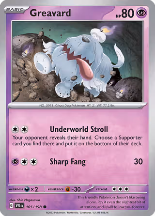 Greavard 105/198 Pokemon card