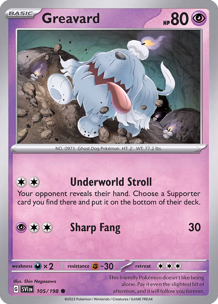 Greavard 105/198 Pokemon card