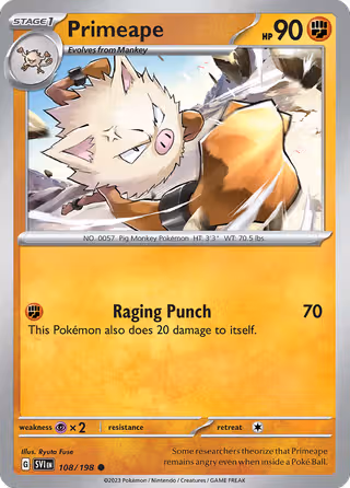 Primeape 108/198 Pokemon card