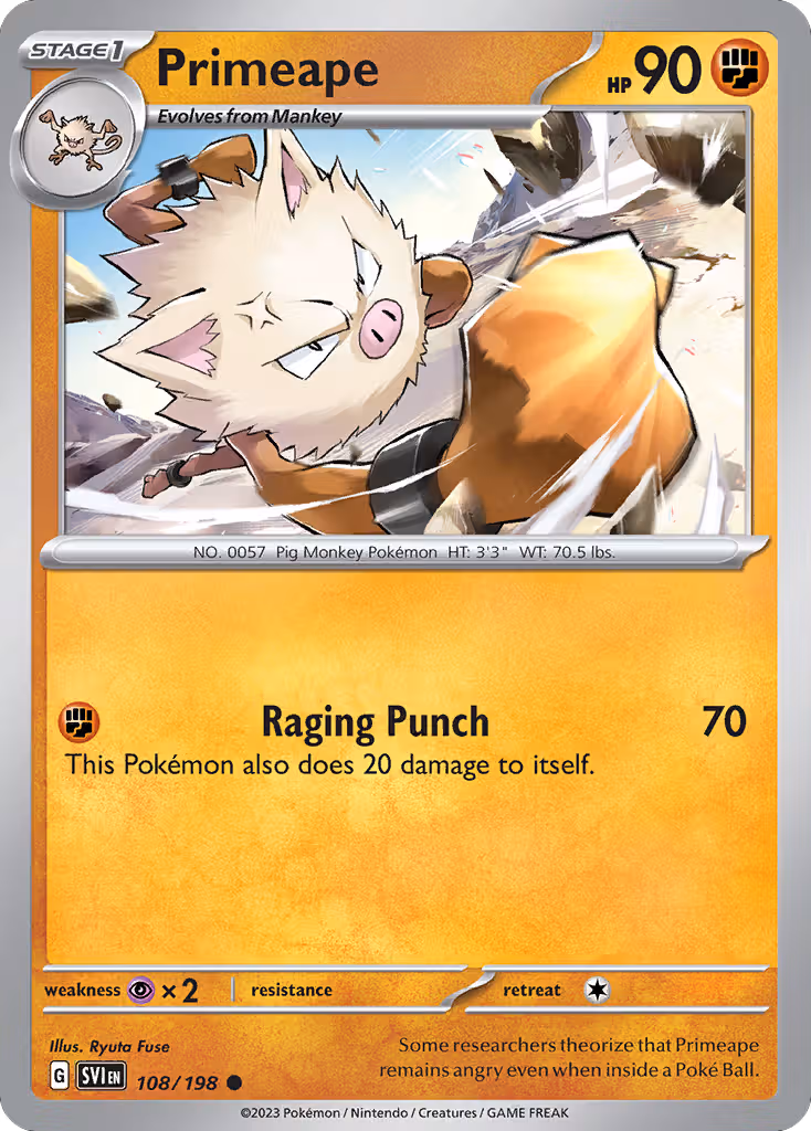 Primeape 108/198 Pokemon card