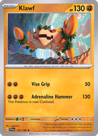 Klawf 122/198 Pokemon card