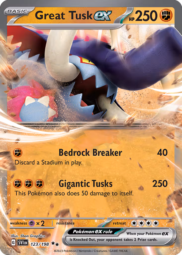 Great Tusk ex 123/198 Pokemon card