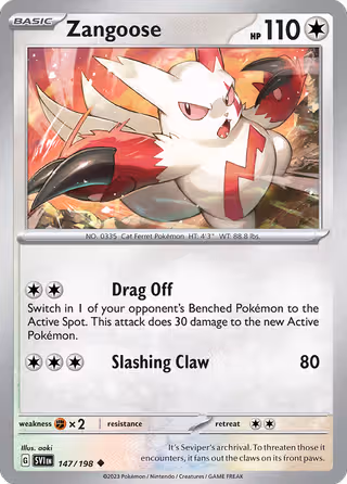 Zangoose 147/198 Pokemon card