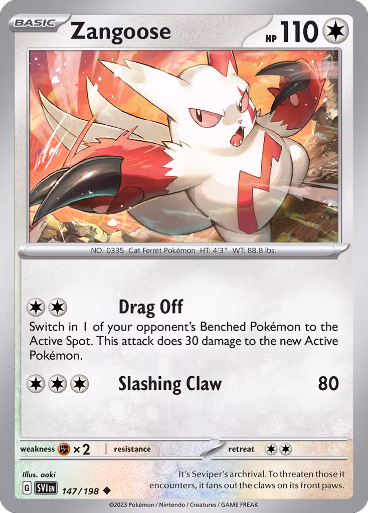 Zangoose 147/198 Pokemon card