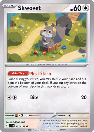 Skwovet 151/198 Pokemon card