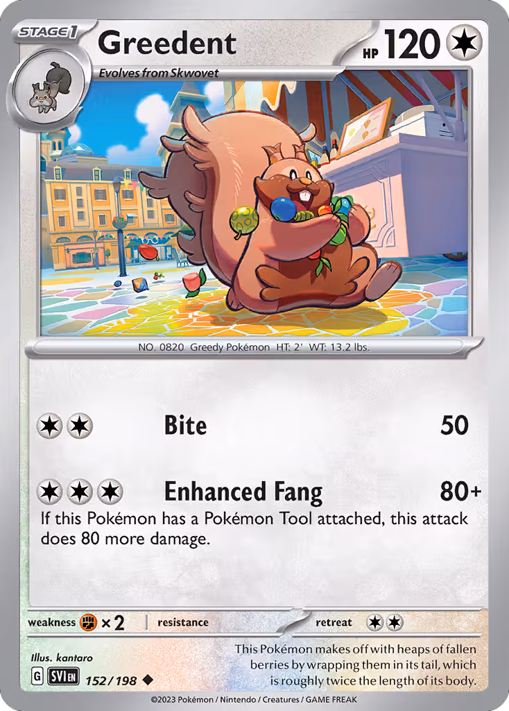 Greedent 152/198 Pokemon card