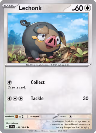Lechonk 155/198 Pokemon card