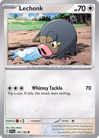 Lechonk 156/198 Pokemon card