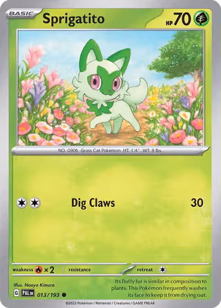 Sprigatito 13/193 Pokemon card