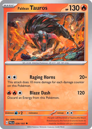 Paldean Tauros 28/193 Pokemon card