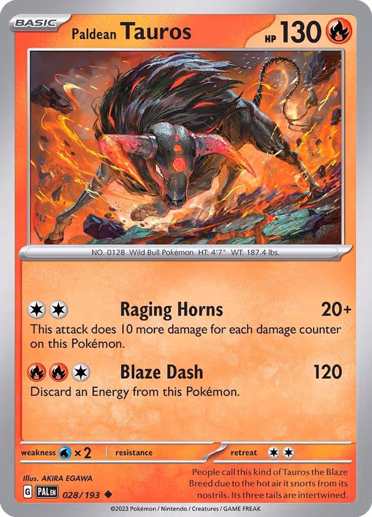 Paldean Tauros 28/193 Pokemon card