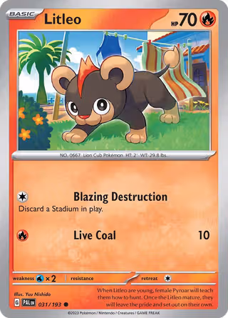 Litleo 31/193 Pokemon card