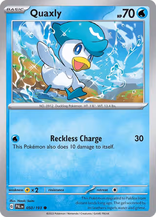 Quaxly 50/193 Pokemon card