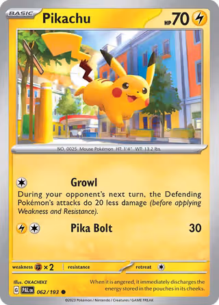 Pikachu 62/193 Pokemon card