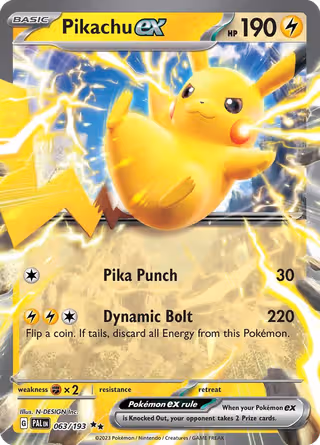 Pikachu ex 63/193 Pokemon card