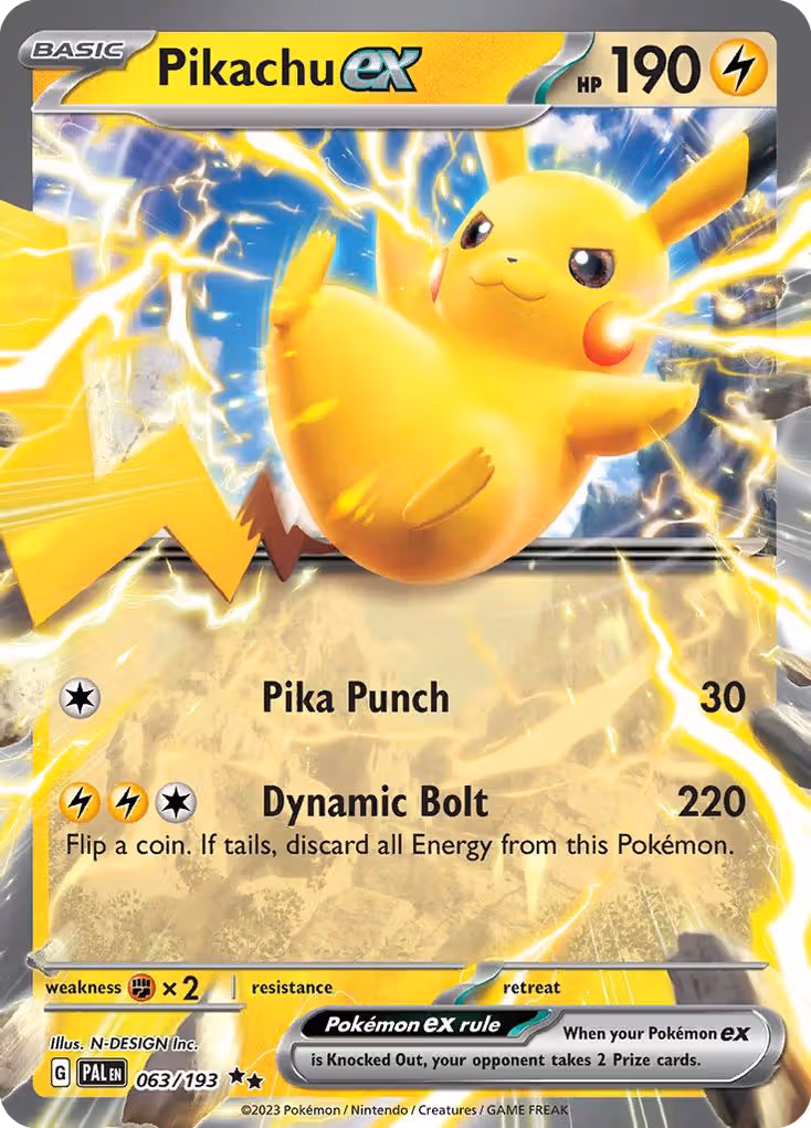 Pikachu ex 63/193 Pokemon card