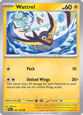 Wattrel 80/193 Pokemon card
