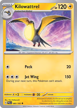 Kilowattrel 82/193 Pokemon card