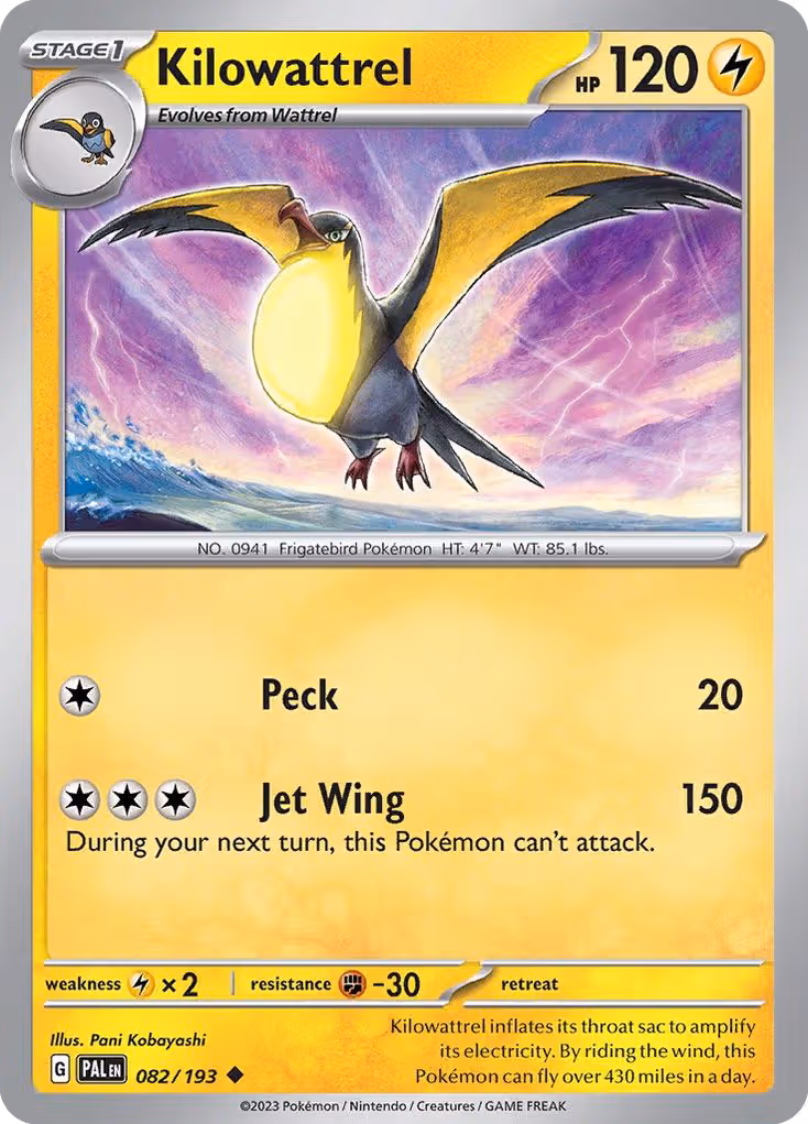 Kilowattrel 82/193 Pokemon card