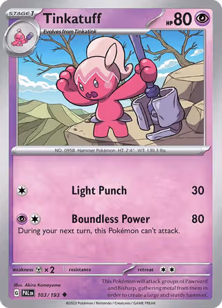 Tinkatuff 103/193 Pokemon card