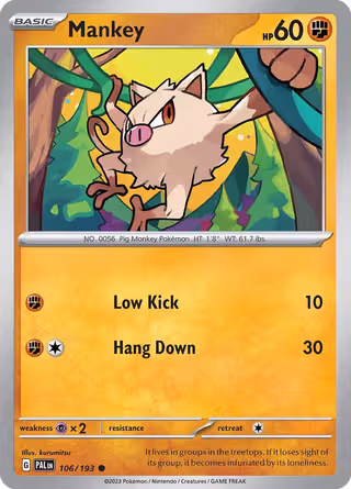 Mankey 106/193 Pokemon card