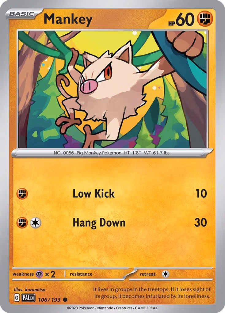 Mankey 106/193 Pokemon card