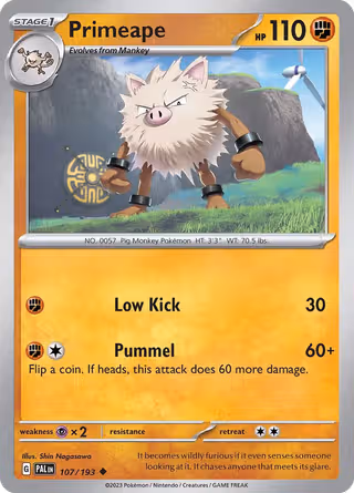 Primeape 107/193 Pokemon card