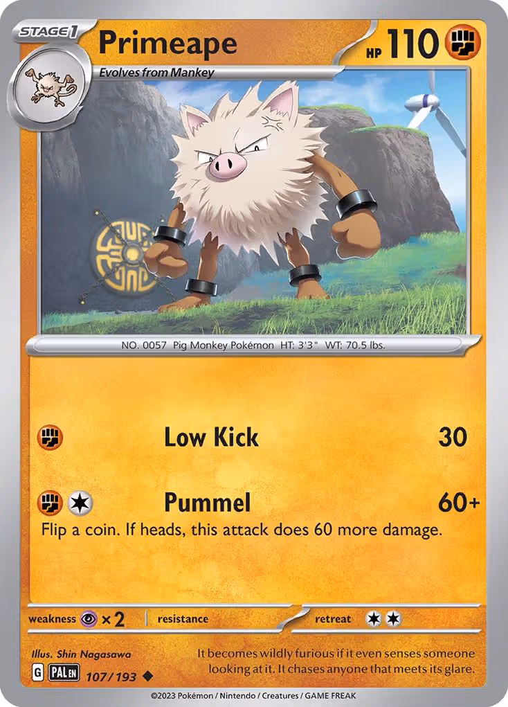 Primeape 107/193 Pokemon card