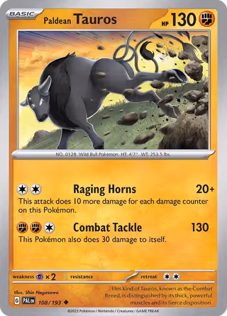 Paldean Tauros 108/193 Pokemon card