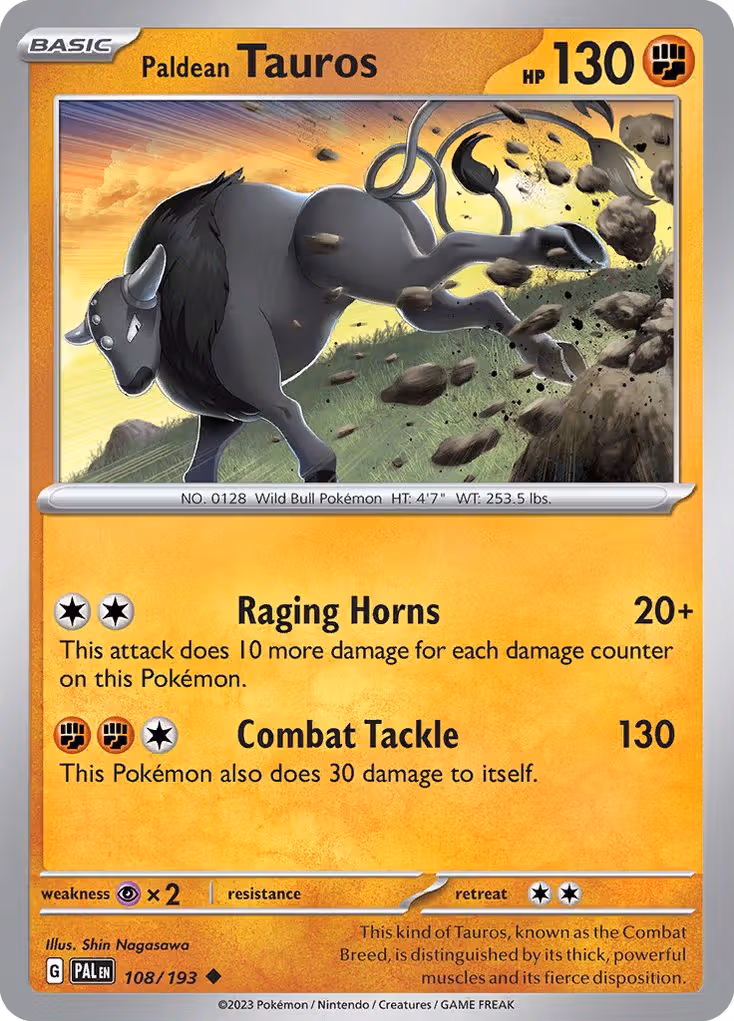 Paldean Tauros 108/193 Pokemon card