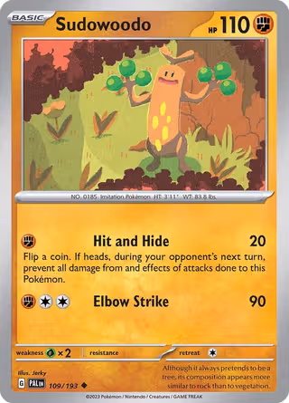 Sudowoodo 109/193 Pokemon card