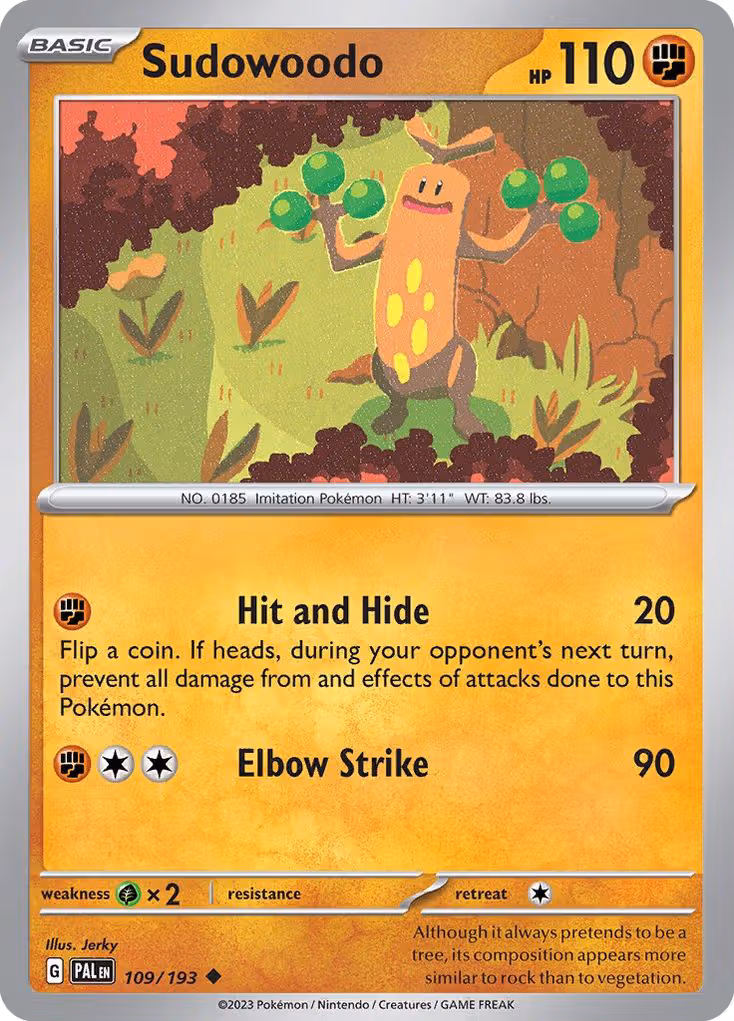 Sudowoodo 109/193 Pokemon card