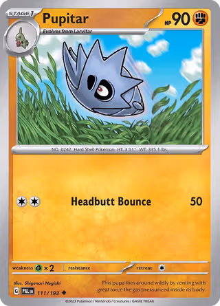 Pupitar 111/193 Pokemon card