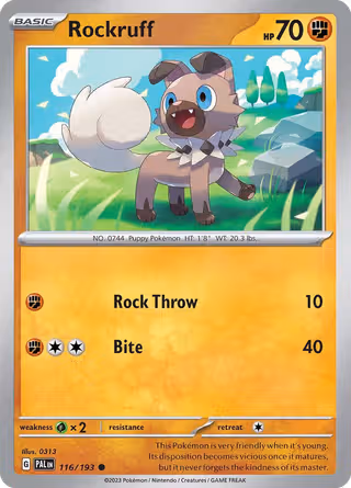 Rockruff 116/193 Pokemon card
