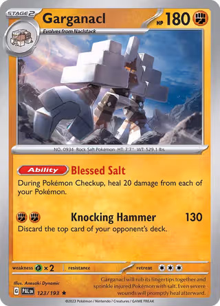Garganacl 123/193 Pokemon card