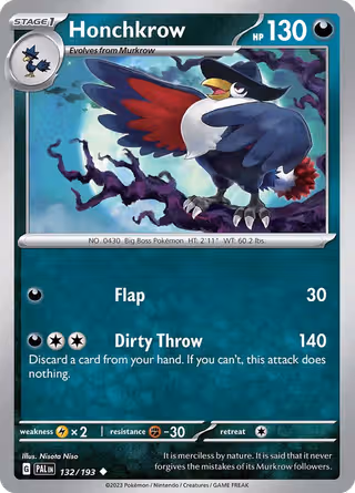 Honchkrow 132/193 Pokemon card