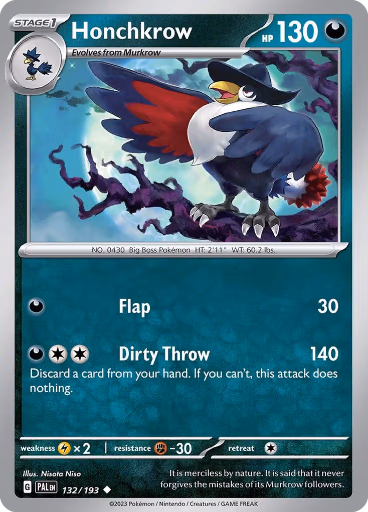 Honchkrow 132/193 Pokemon card