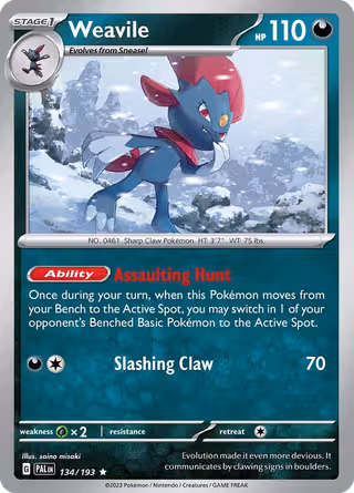 Weavile 134/193 Pokemon card