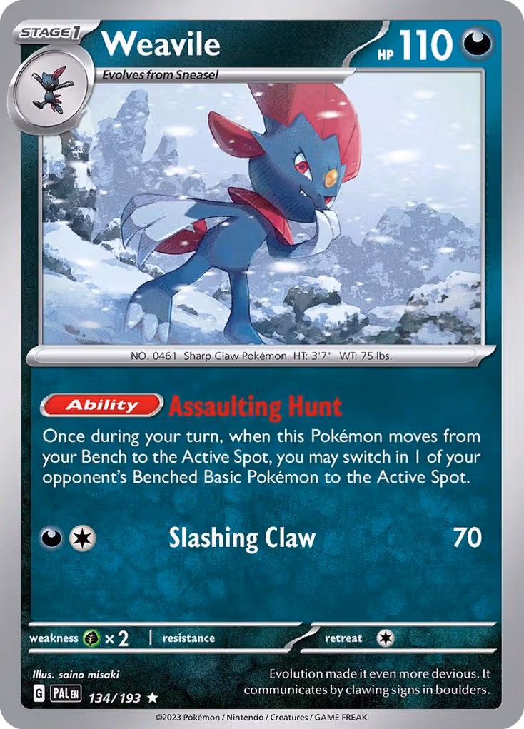 Weavile 134/193 Pokemon card