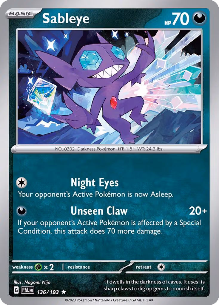 Sableye 136/193 Pokemon card
