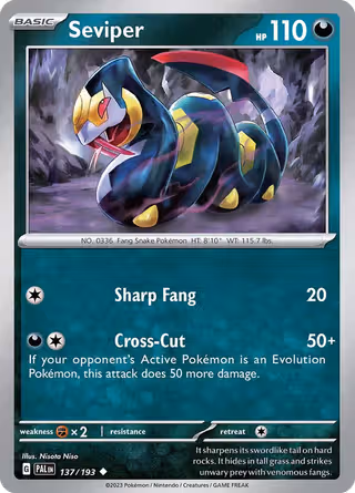 Seviper 137/193 Pokemon card