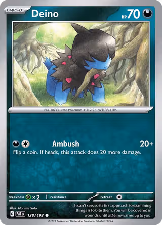 Deino 138/193 Pokemon card